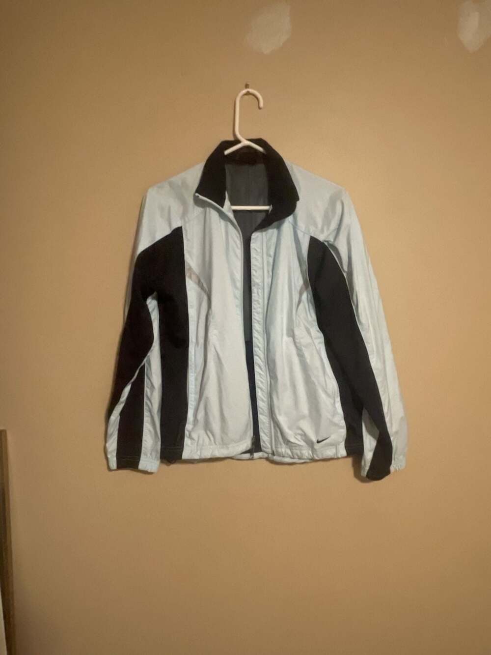 Nike Windbreaker Jacket Size M(8-10) Light Blue Black Full Zip